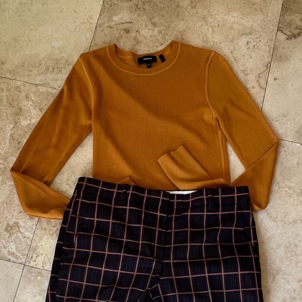 Theory Mustard Ribbed Knit Top - Picture 5 of 5